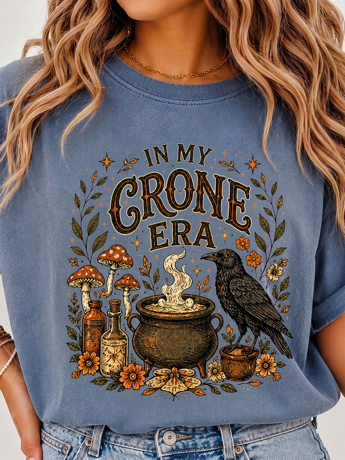 In My Crone Era Witchy Graphic Tee Funny Mystical Women's Fall T-Shirt Cottagecore Gift