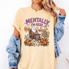 Mentally I'm Here Cozy Fall Graphic Tee Cute Halloween Ghost Shirt Autumn Aesthetic Warm Drinks T-Shirt Gift For Her