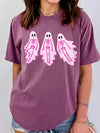 Cute Pink Skeleton Ghost Halloween T-Shirt Oversized Spooky Season Graphic Tee