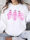 Cute Pink Skeleton Ghost Halloween T-Shirt Oversized Spooky Season Graphic Tee