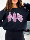 Cute Pink Skeleton Ghost Halloween T-Shirt Oversized Spooky Season Graphic Tee