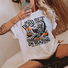 Dead Set On Reading Booked To The Bone T-Shirt Spooky Skeleton Book Lover Halloween Tee Gothic Reader Graphic Apparel