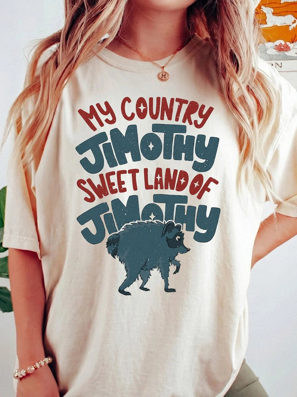 My Country Jimothy Sweet Land Of Jimothy Shirt Funny Raccoon Meme Retro Graphic Tee