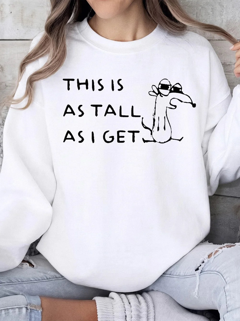 This Is As Tall As I Get Funny Graphic Tee Minimalist Dog T-Shirt Humorous Sarcastic Shirt Short Person Gift
