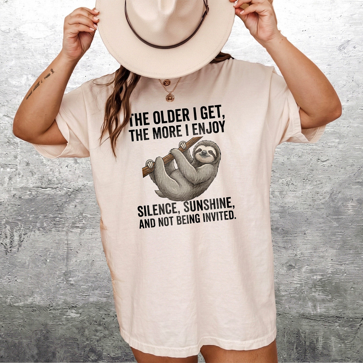 The Older I Get Sloth Graphic Tee, Introvert Silence Sunshine Not Being Invited T-Shirt, Funny Anti-Social Humor Shirt For Men Women