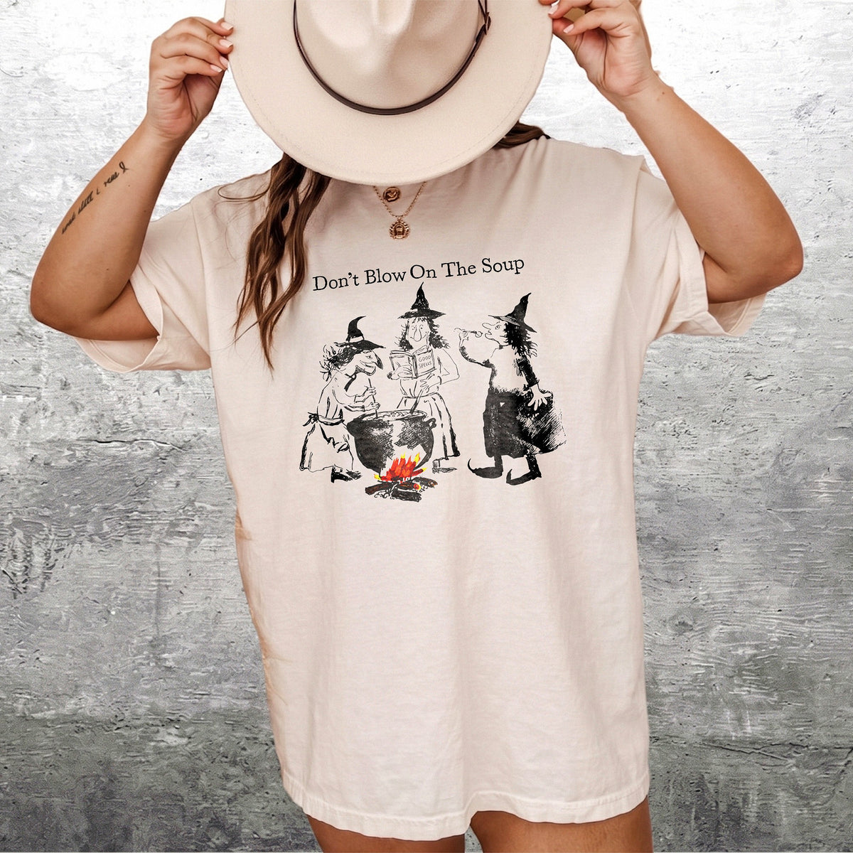 Don't Blow On The Soup Vintage Witch T-Shirt Funny Halloween Graphic Tee Spooky Season Shirt