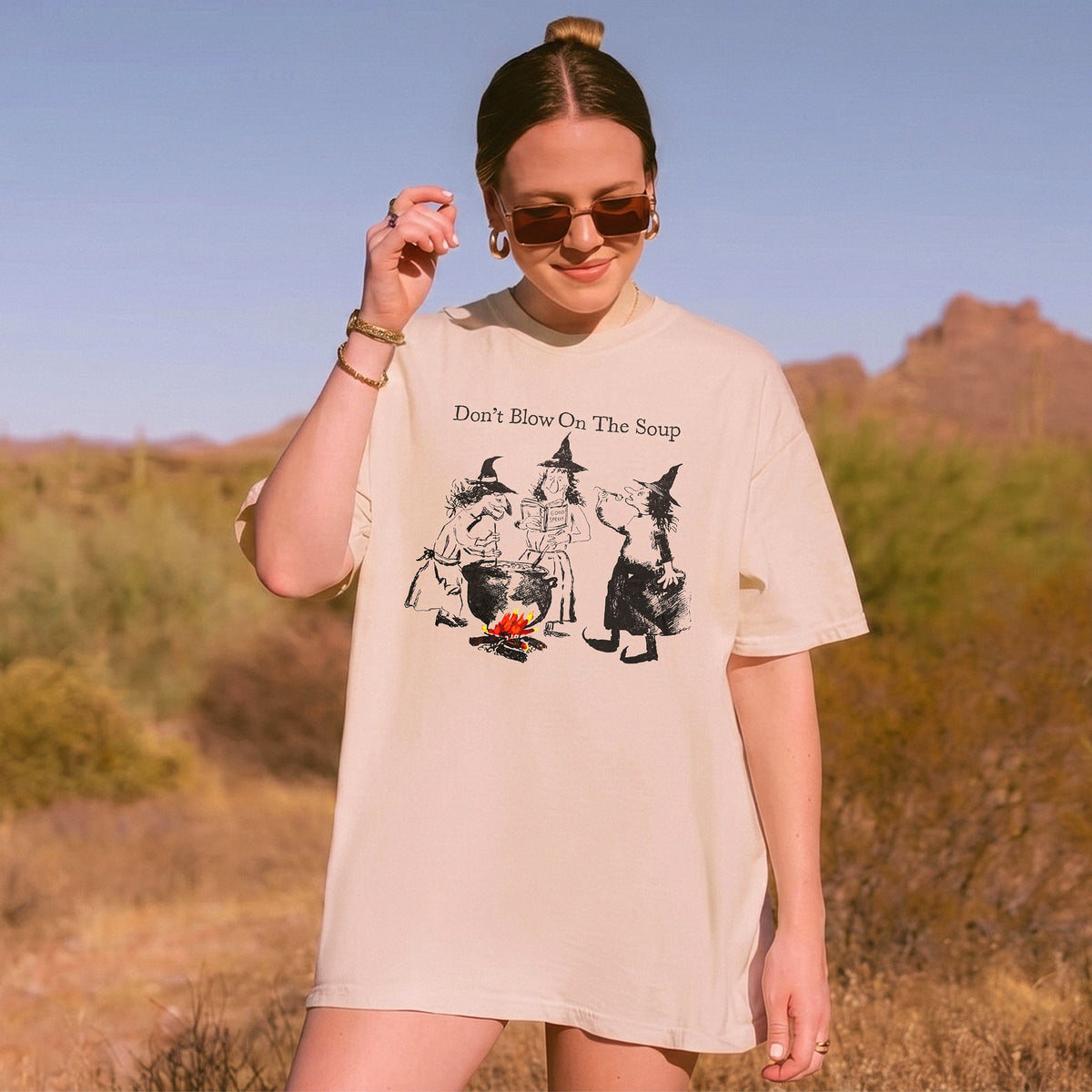 Don't Blow On The Soup Vintage Witch T-Shirt Funny Halloween Graphic Tee Spooky Season Shirt