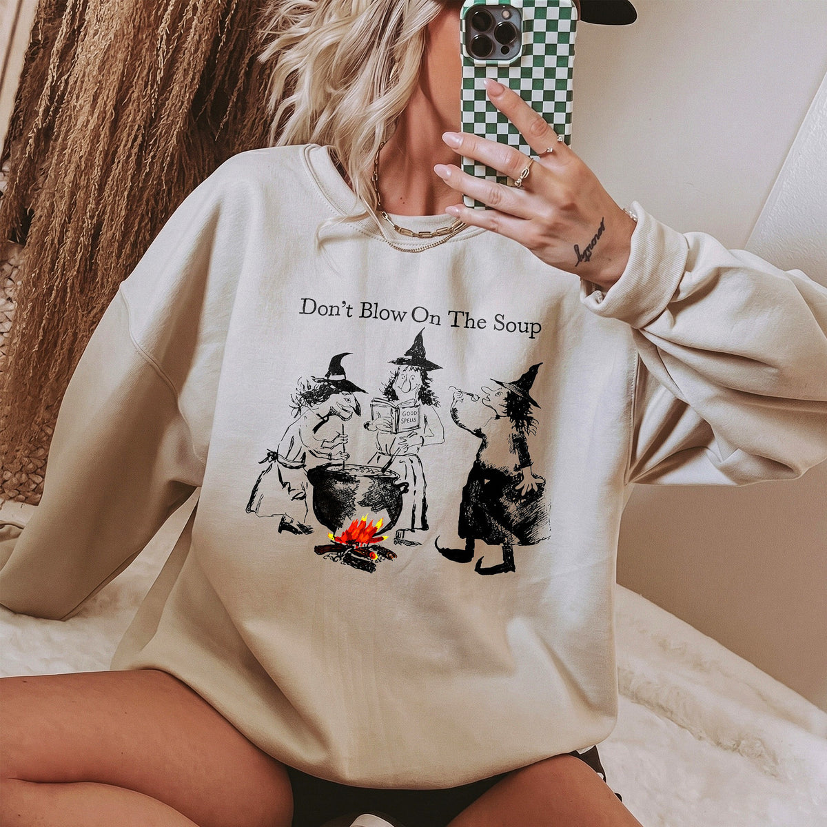 Don't Blow On The Soup Vintage Witch T-Shirt Funny Halloween Graphic Tee Spooky Season Shirt