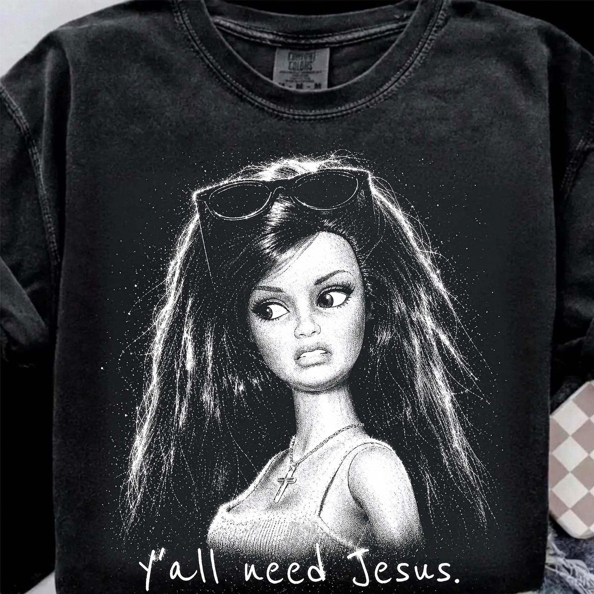 Y'all Need Jesus Oversized Tee Vintage Christian Graphic Shirt For Women Faith Streetwear