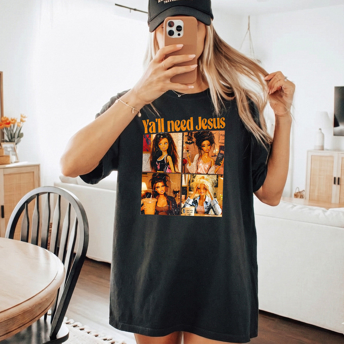 Y'all Need Jesus Funny Y2K Doll Graphic Tee Sarcastic Christian Shirt