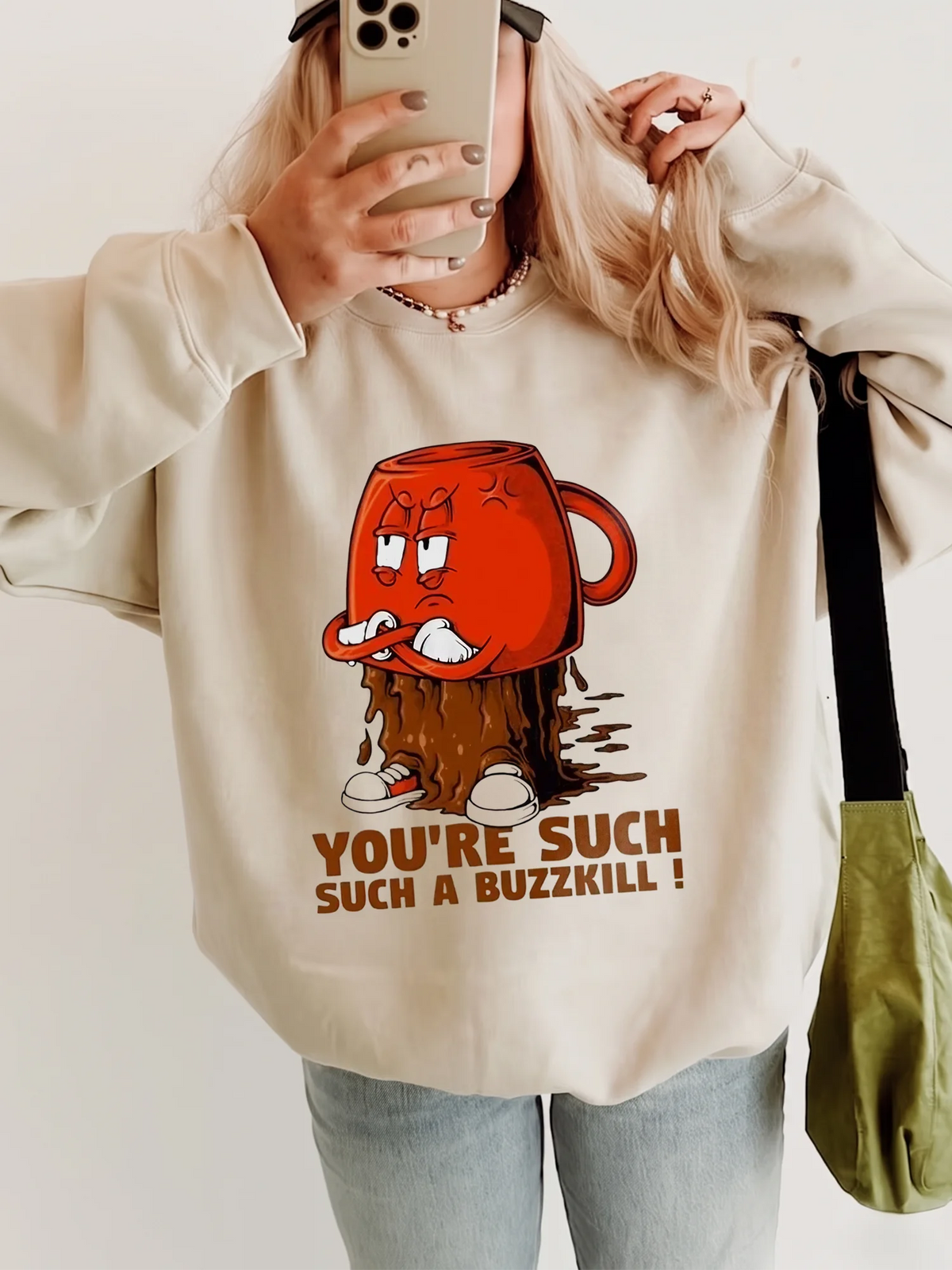 You're Such A Buzzkill Funny Coffee Graphic Tee Sarcastic Angry Mug T-Shirt Novelty Humor Gift