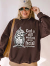 God Is Still Working On My Facial Expressions Funny Owl Graphic Tee Sarcastic Introvert Shirt