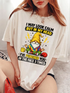 I May Look Calm But In My Head Funny Sarcastic Meditating Gnome T-Shirt Humor Graphic Tee