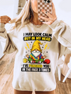I May Look Calm But In My Head Funny Sarcastic Meditating Gnome T-Shirt Humor Graphic Tee