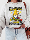 I May Look Calm But In My Head Funny Sarcastic Meditating Gnome T-Shirt Humor Graphic Tee