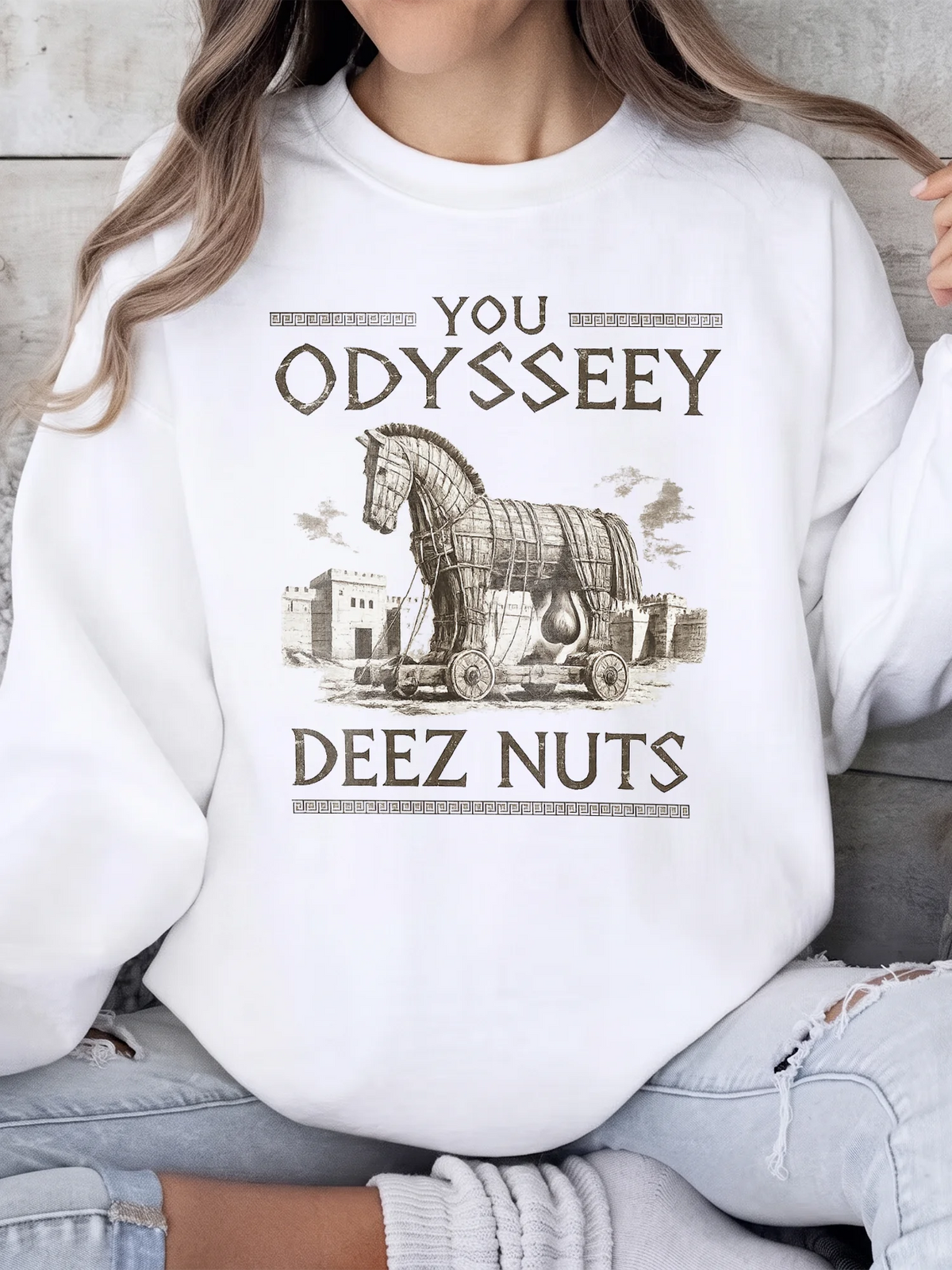 Funny Trojan Horse Meme T-Shirt You Odyssey Deez Nuts Greek Mythology Graphic Tee