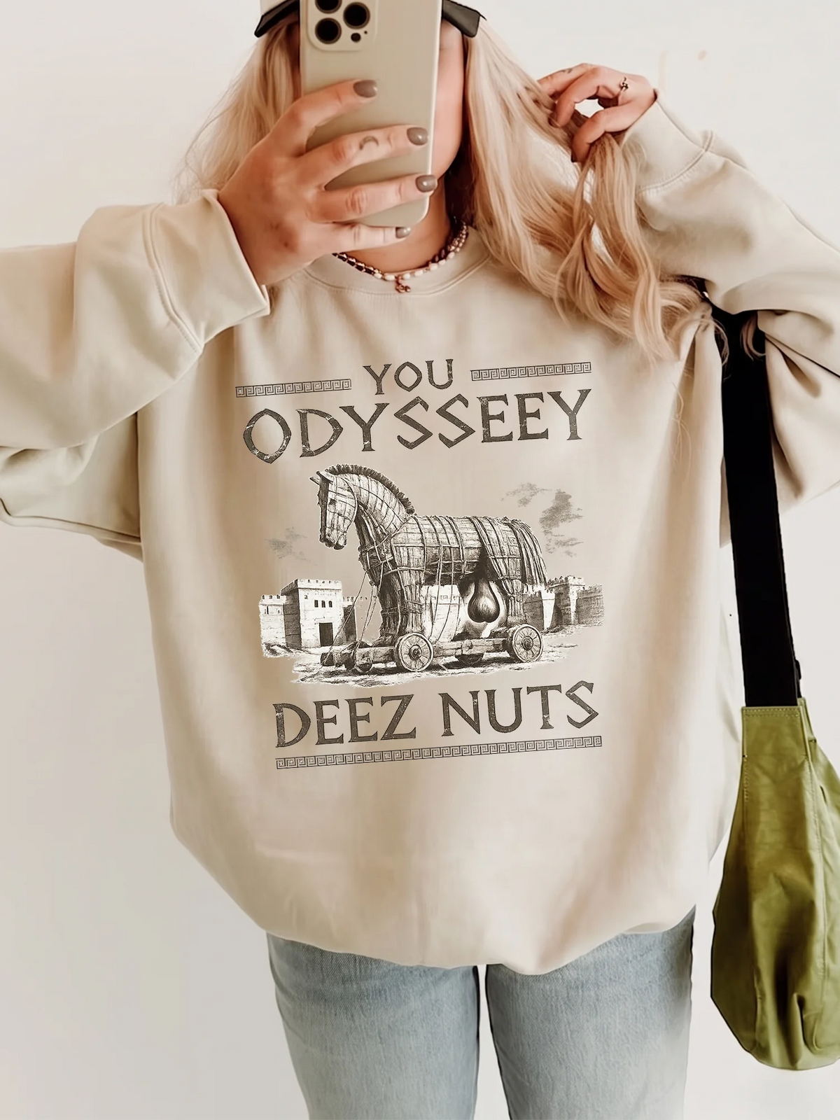 Funny Trojan Horse Meme T-Shirt You Odyssey Deez Nuts Greek Mythology Graphic Tee