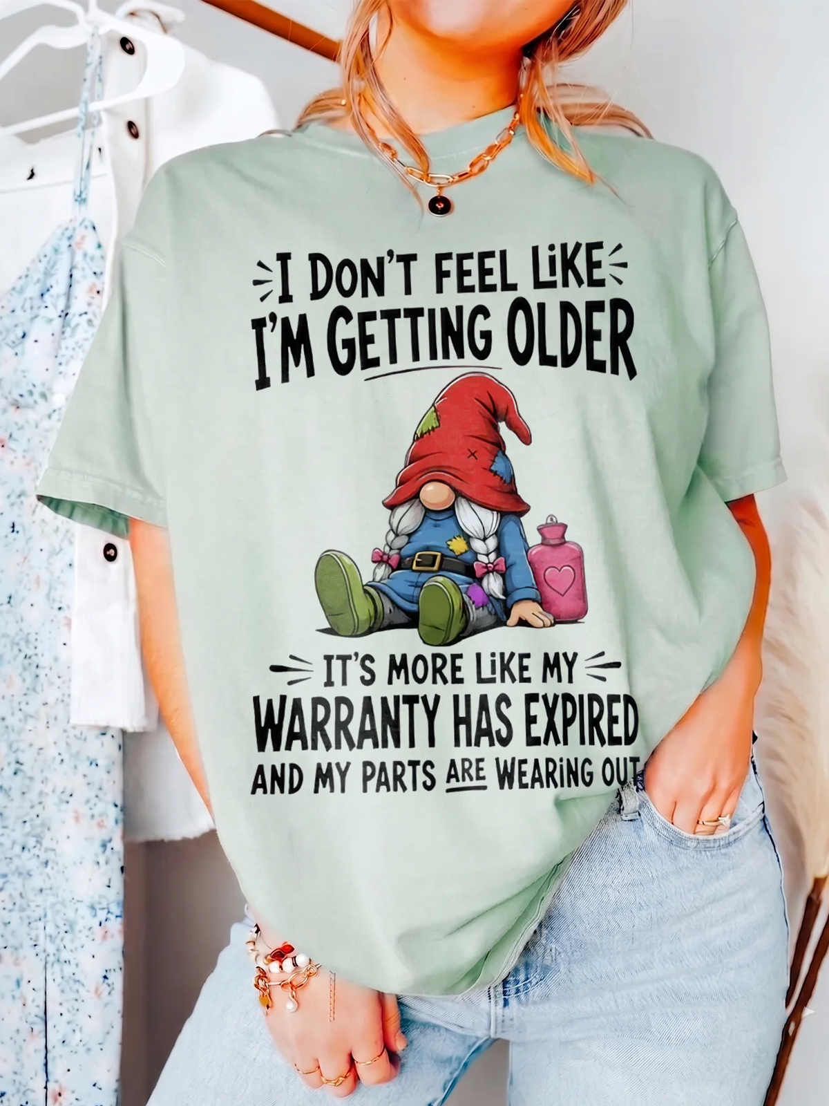 Funny Gnome Warranty Expired T-Shirt Sarcastic Aging Humor Birthday Gift Getting Older Graphic Tee