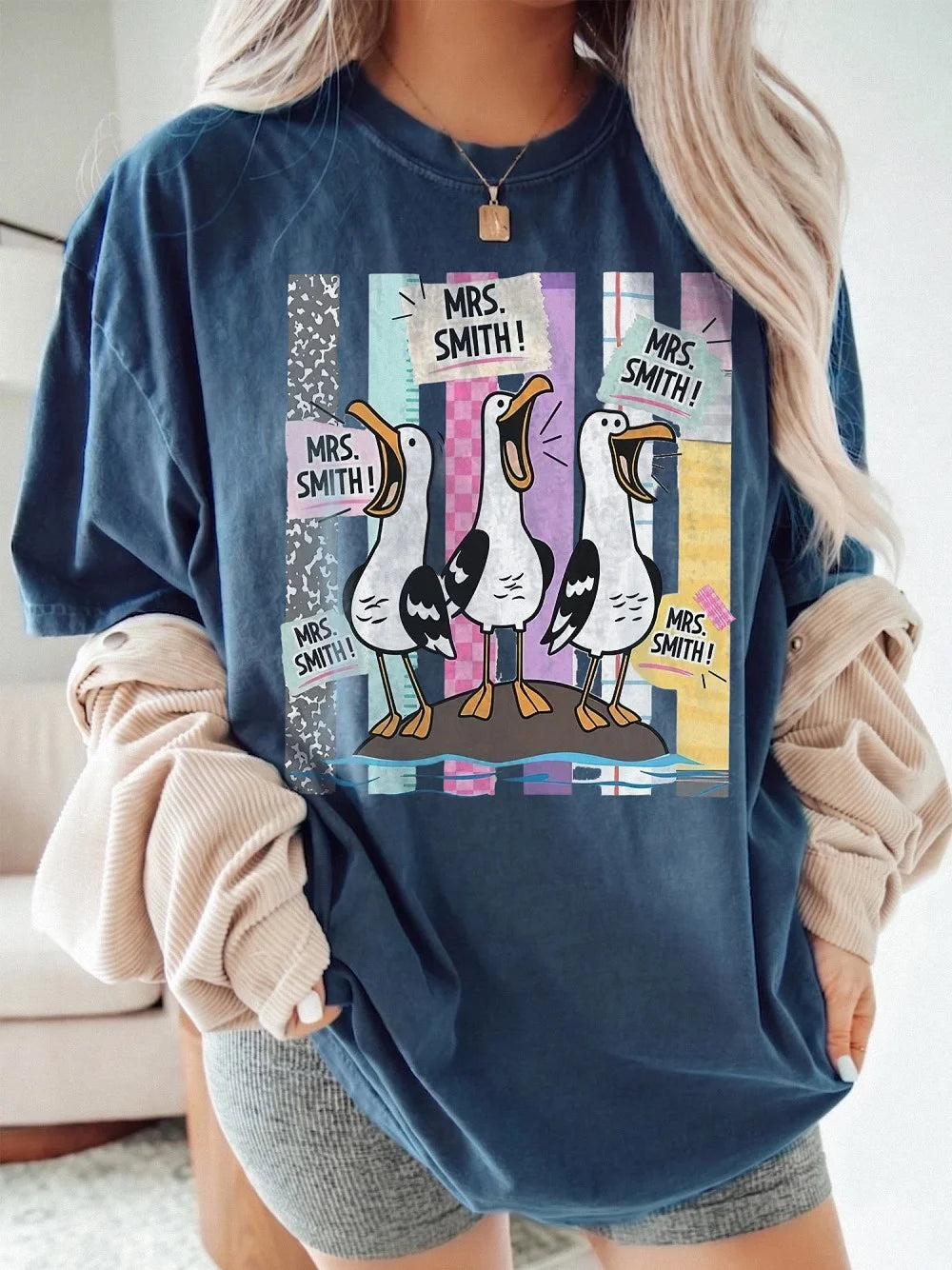 Personalized Seagull Teacher Graphic Tee Custom Funny Bird Shirt Back To School Gift