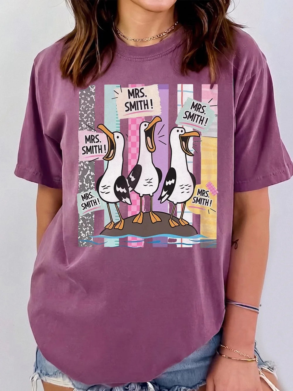 Personalized Seagull Teacher Graphic Tee Custom Funny Bird Shirt Back To School Gift