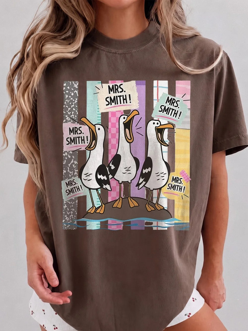 Personalized Seagull Teacher Graphic Tee Custom Funny Bird Shirt Back To School Gift