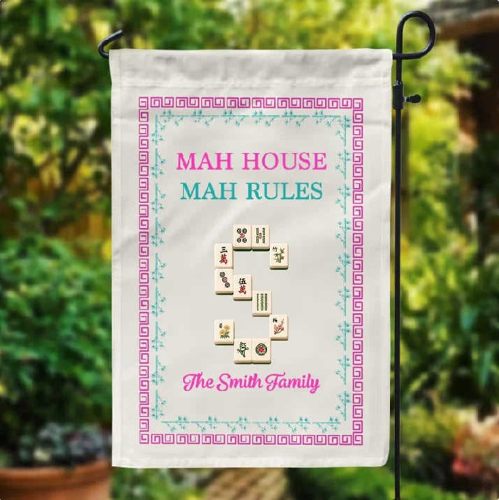 Personalized Mahjong Welcome Garden Flag Custom Family Name Front Yard Porch Decor Housewarming Gift