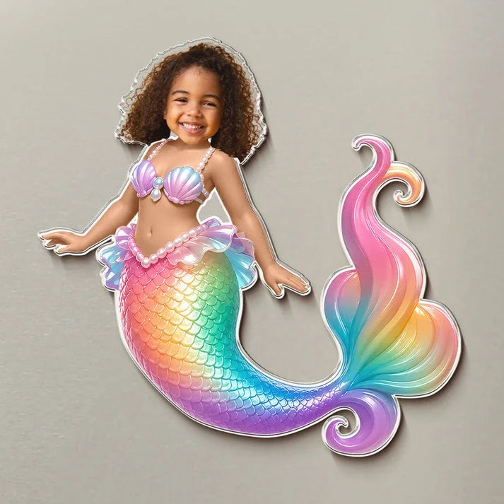 Personalized Kids Photo Fridge Magnet Custom Unicorn Mermaid Princess Character Gift