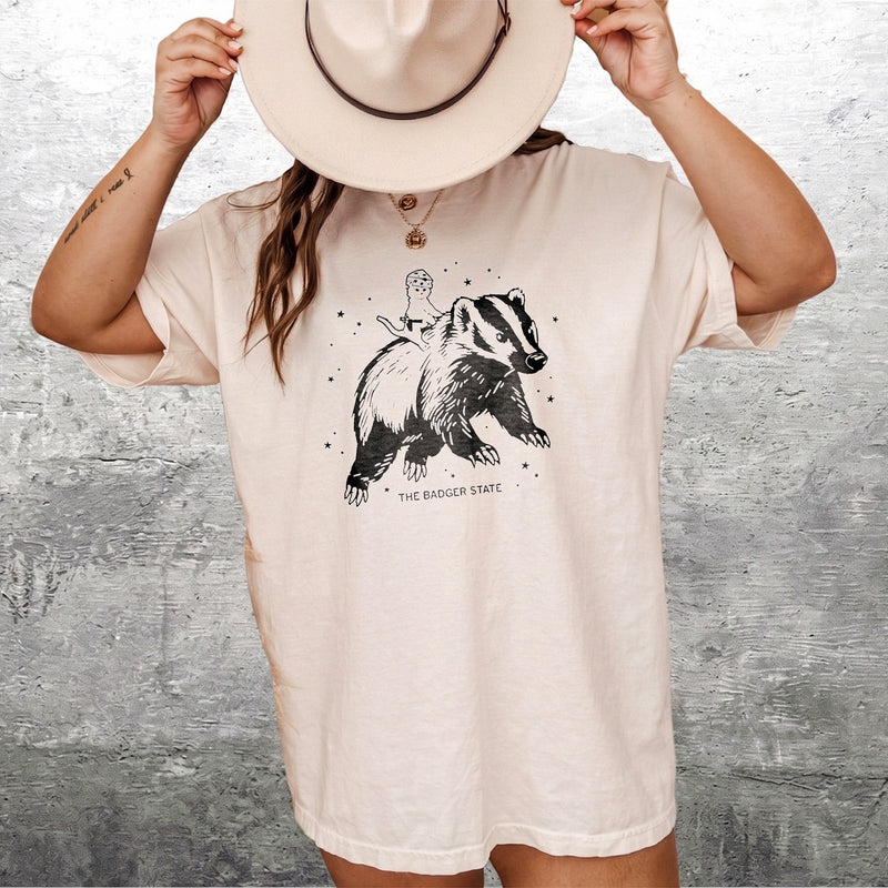 The Badger State Wisconsin Pride T-Shirt Vintage Badger Graphic Souvenir Tee