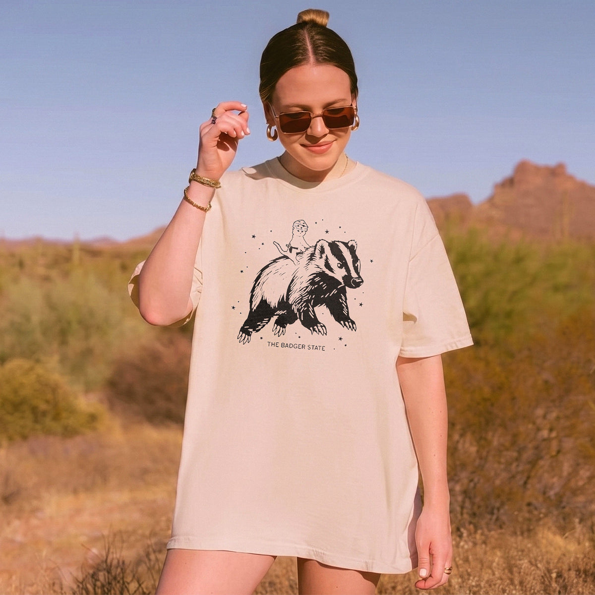 The Badger State Wisconsin Pride T-Shirt Vintage Badger Graphic Souvenir Tee