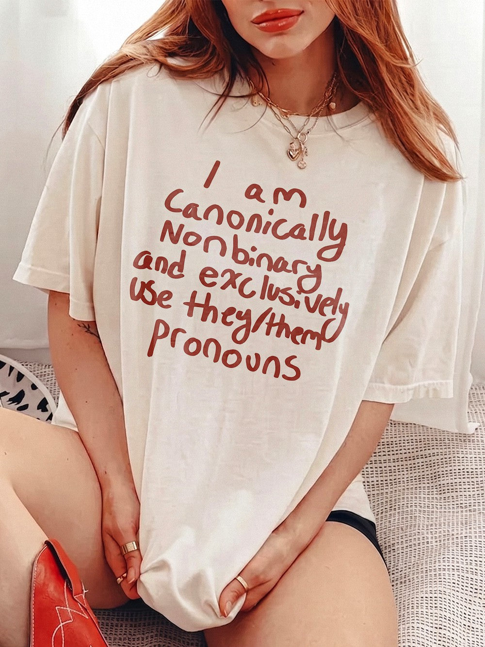 I Am Canonically Nonbinary They Them Pronouns T-Shirt and Sweatshirt Inclusive Pride Apparel