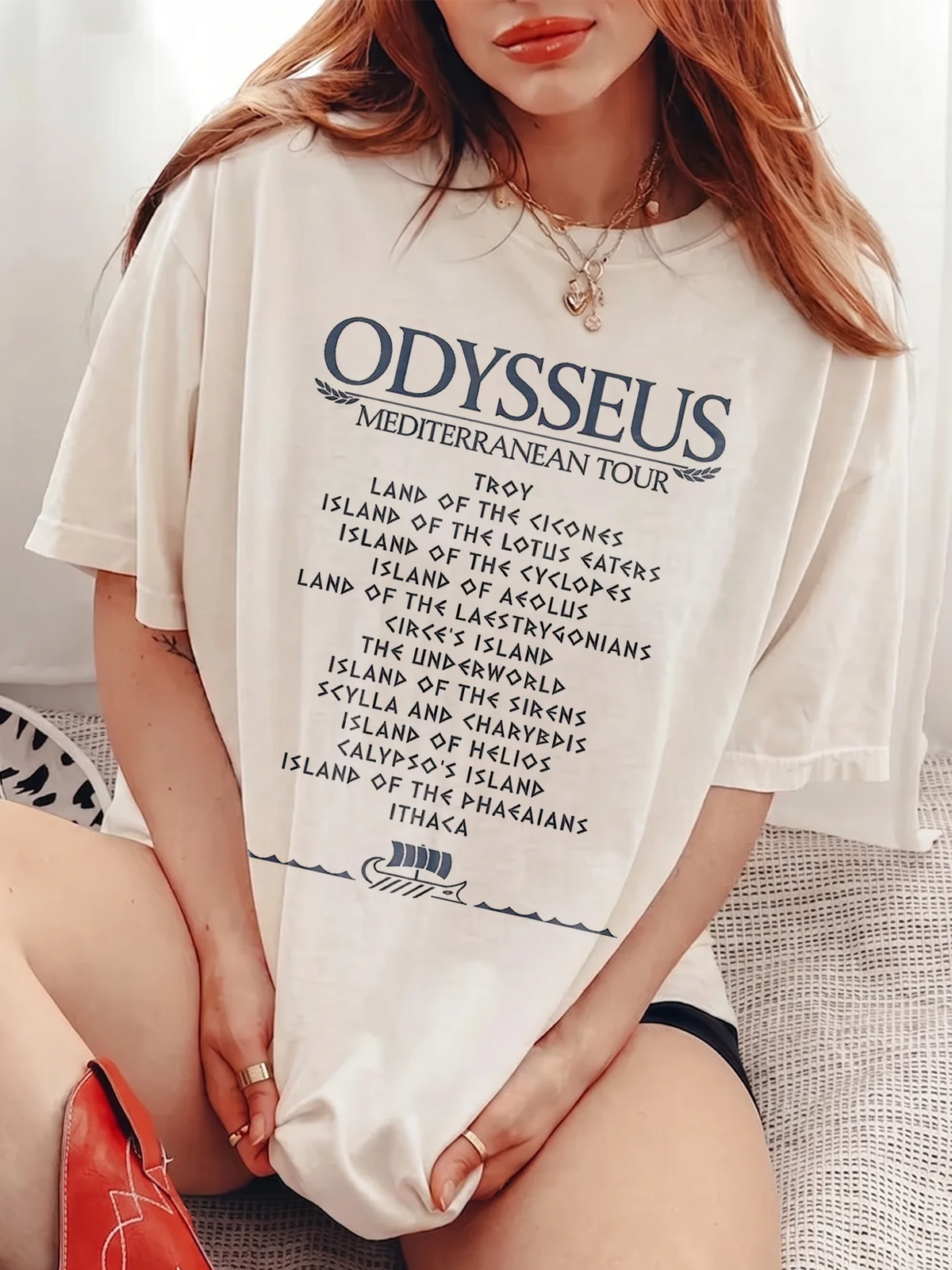 Odysseus Mediterranean Tour Graphic T-Shirt and Sweatshirt Ancient Greek Mythology Literature Teacher Gift