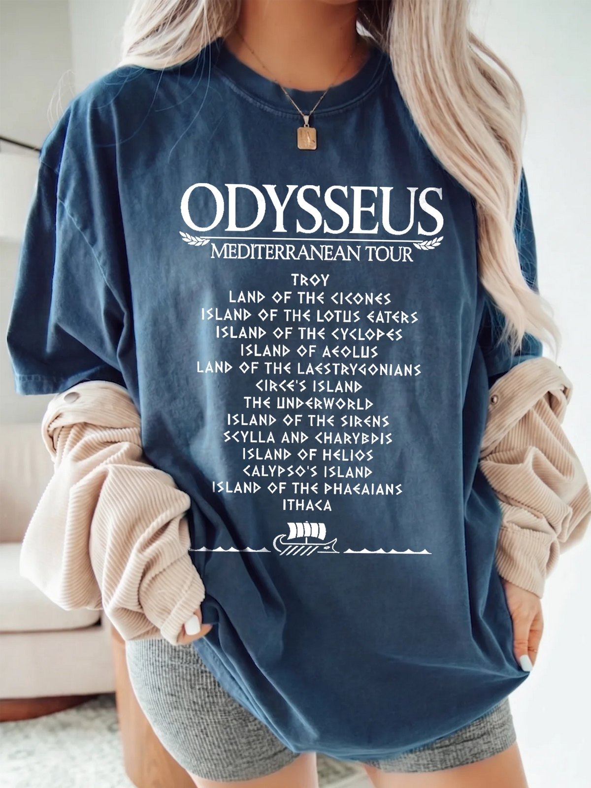 Odysseus Mediterranean Tour Graphic T-Shirt and Sweatshirt Ancient Greek Mythology Literature Teacher Gift