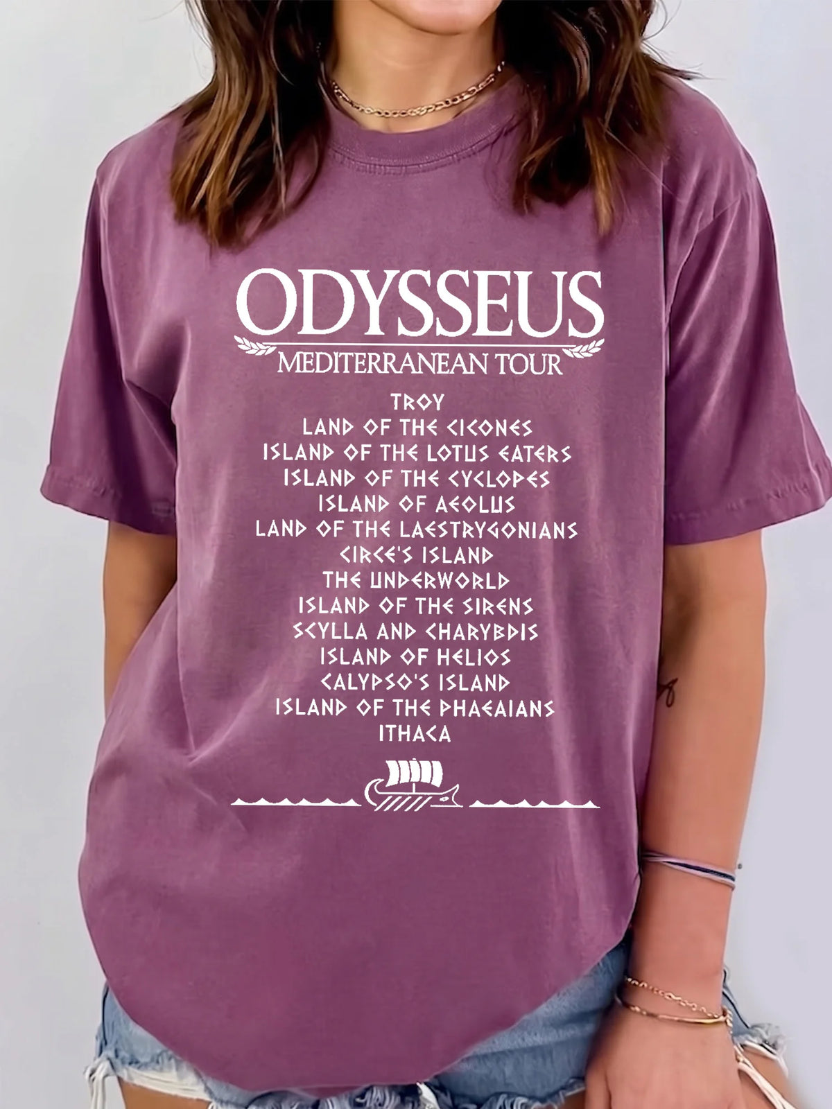 Odysseus Mediterranean Tour Graphic T-Shirt and Sweatshirt Ancient Greek Mythology Literature Teacher Gift