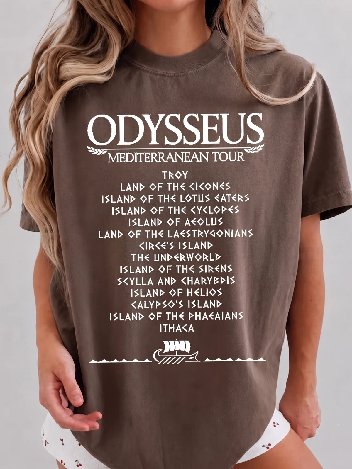 Odysseus Mediterranean Tour Graphic T-Shirt and Sweatshirt Ancient Greek Mythology Literature Teacher Gift