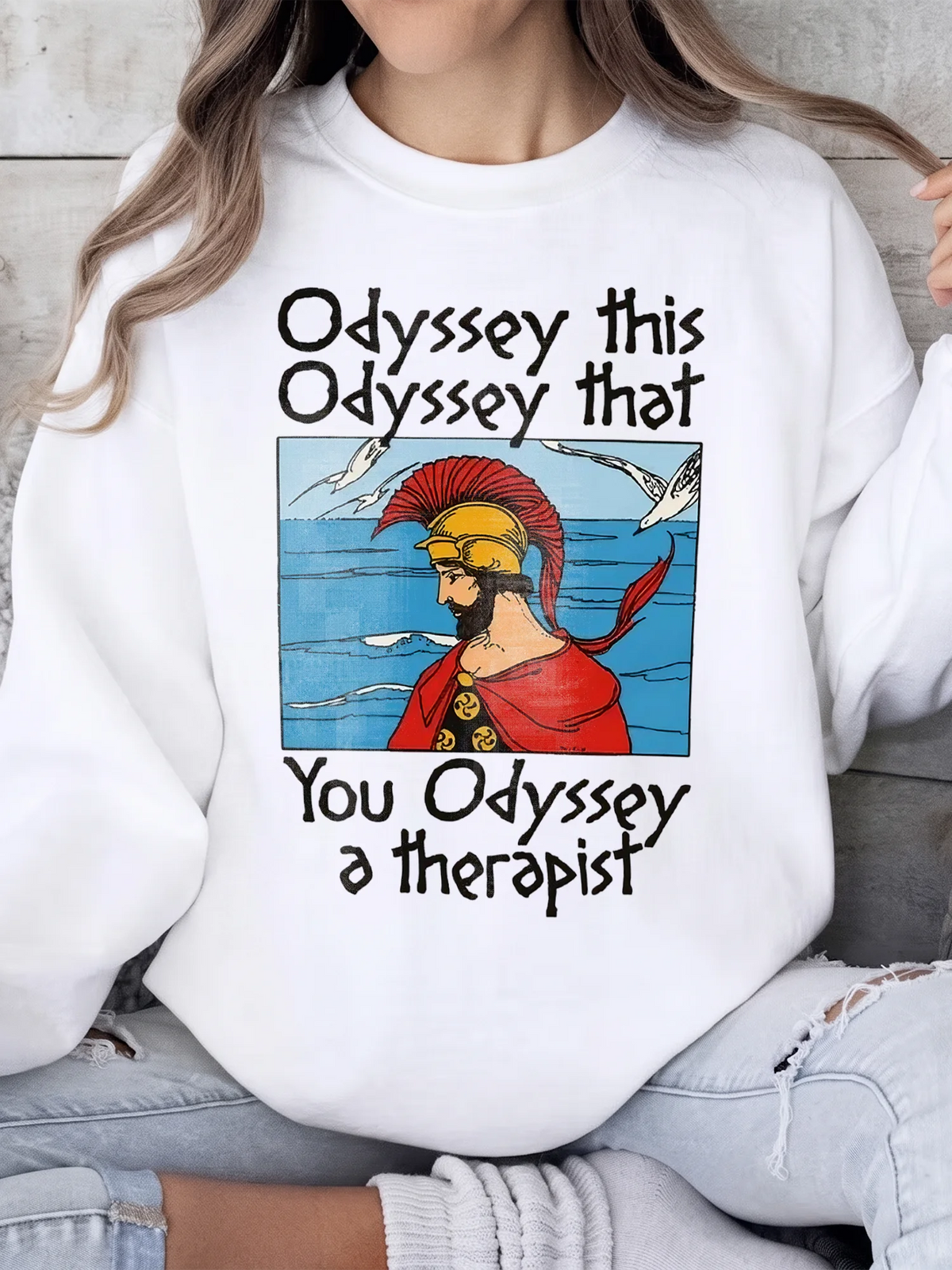 Funny Greek Mythology Graphic T-Shirt Odyssey This Odyssey That You Odyssey A Therapist Mental Health Humor Shirt