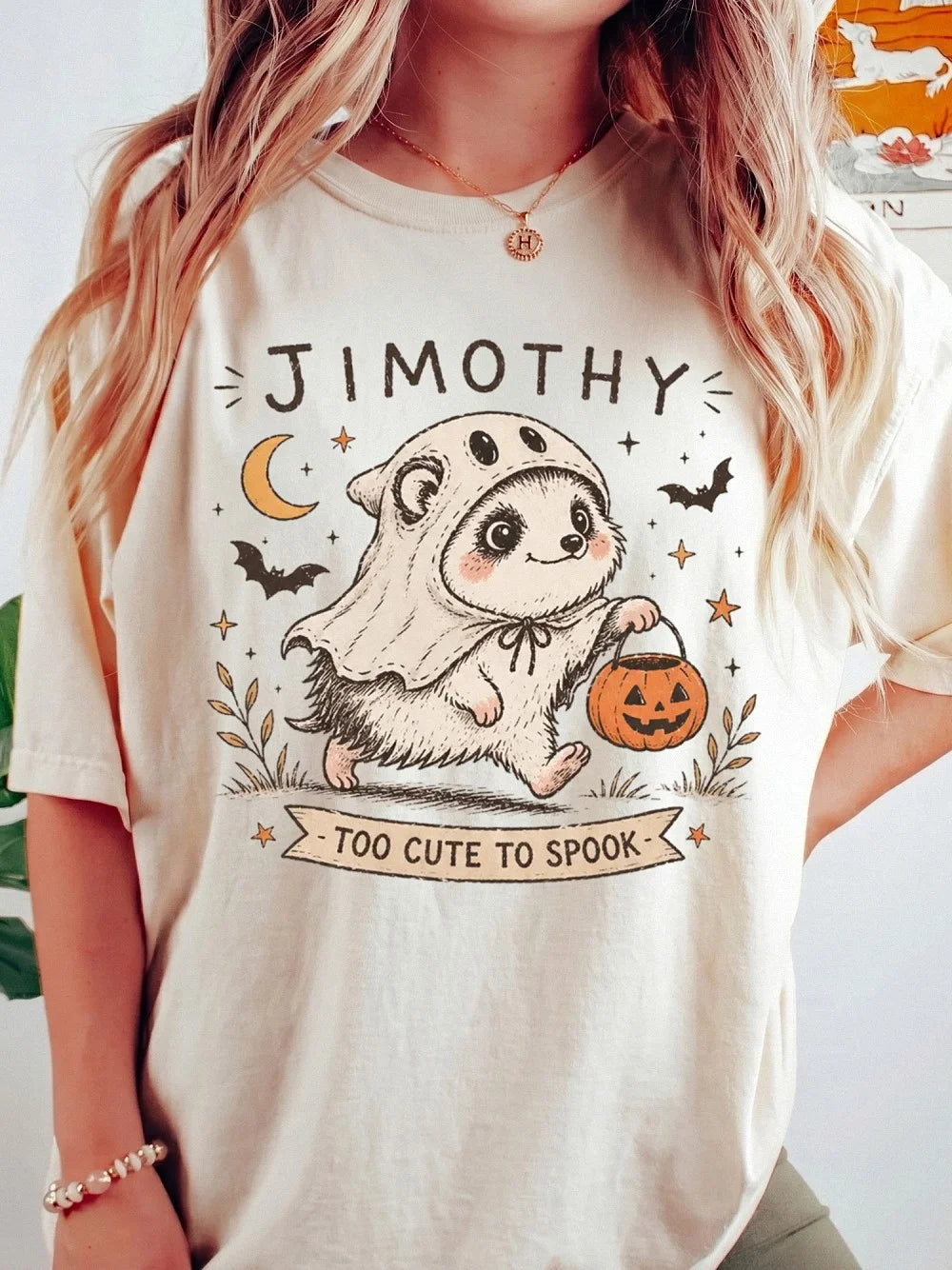 Hedgehog Ghost T-Shirt Too Cute To Spook Custom Name Halloween Tee Spooky Cute Fall Apparel