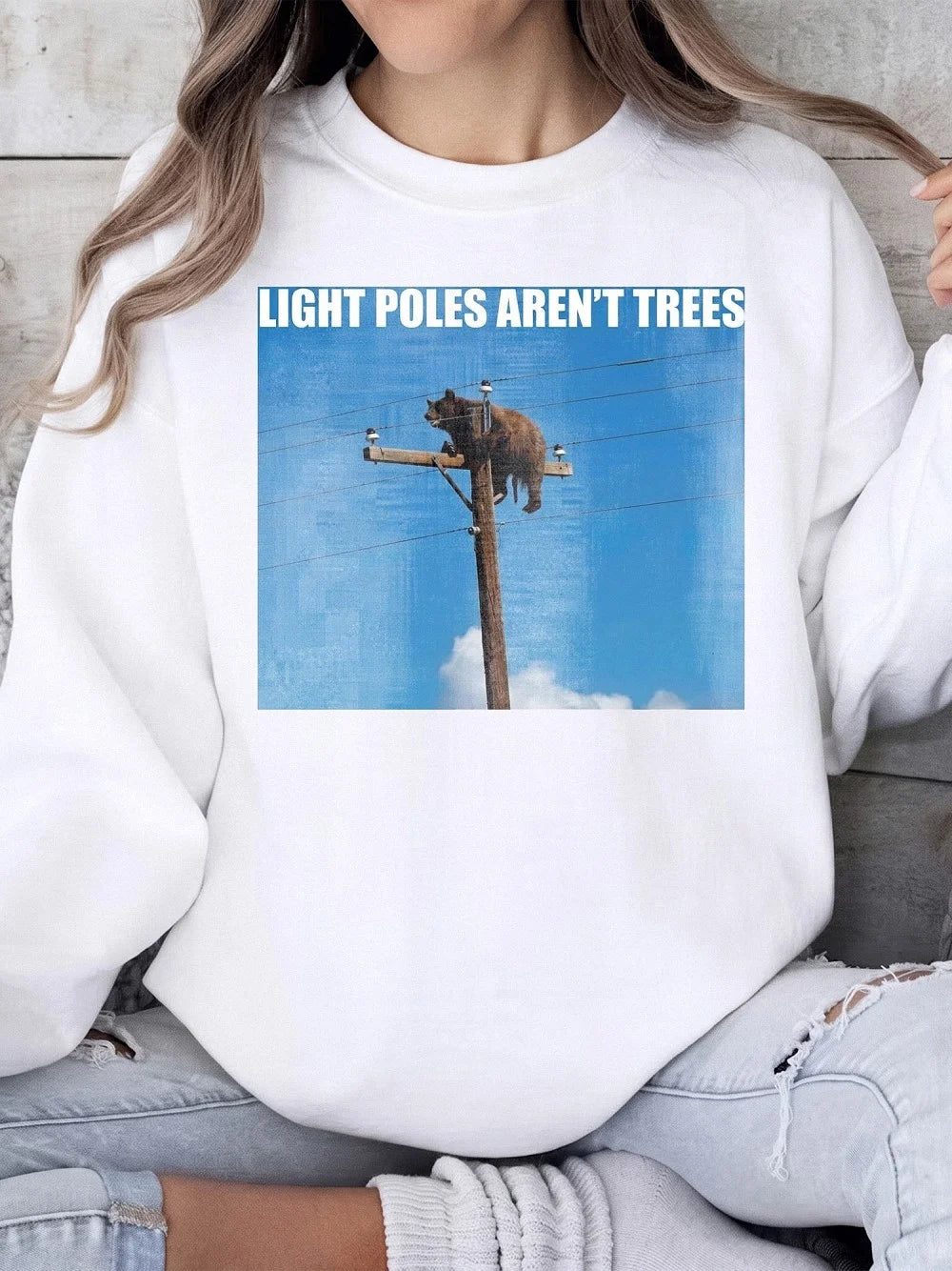 Light Poles Aren't Trees Funny Bear T-Shirt Wildlife Humor Graphic Tee Hiker Gift