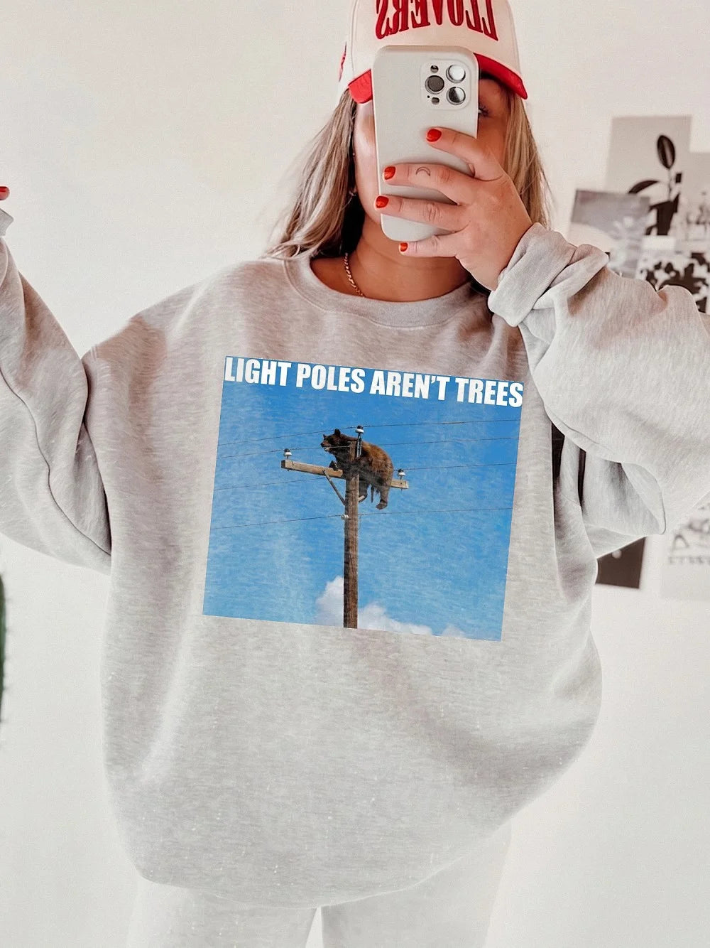 Light Poles Aren't Trees Funny Bear T-Shirt Wildlife Humor Graphic Tee Hiker Gift