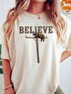 Vintage Believe Bear Utility Pole T-Shirt Funny Wildlife Graphic Tee