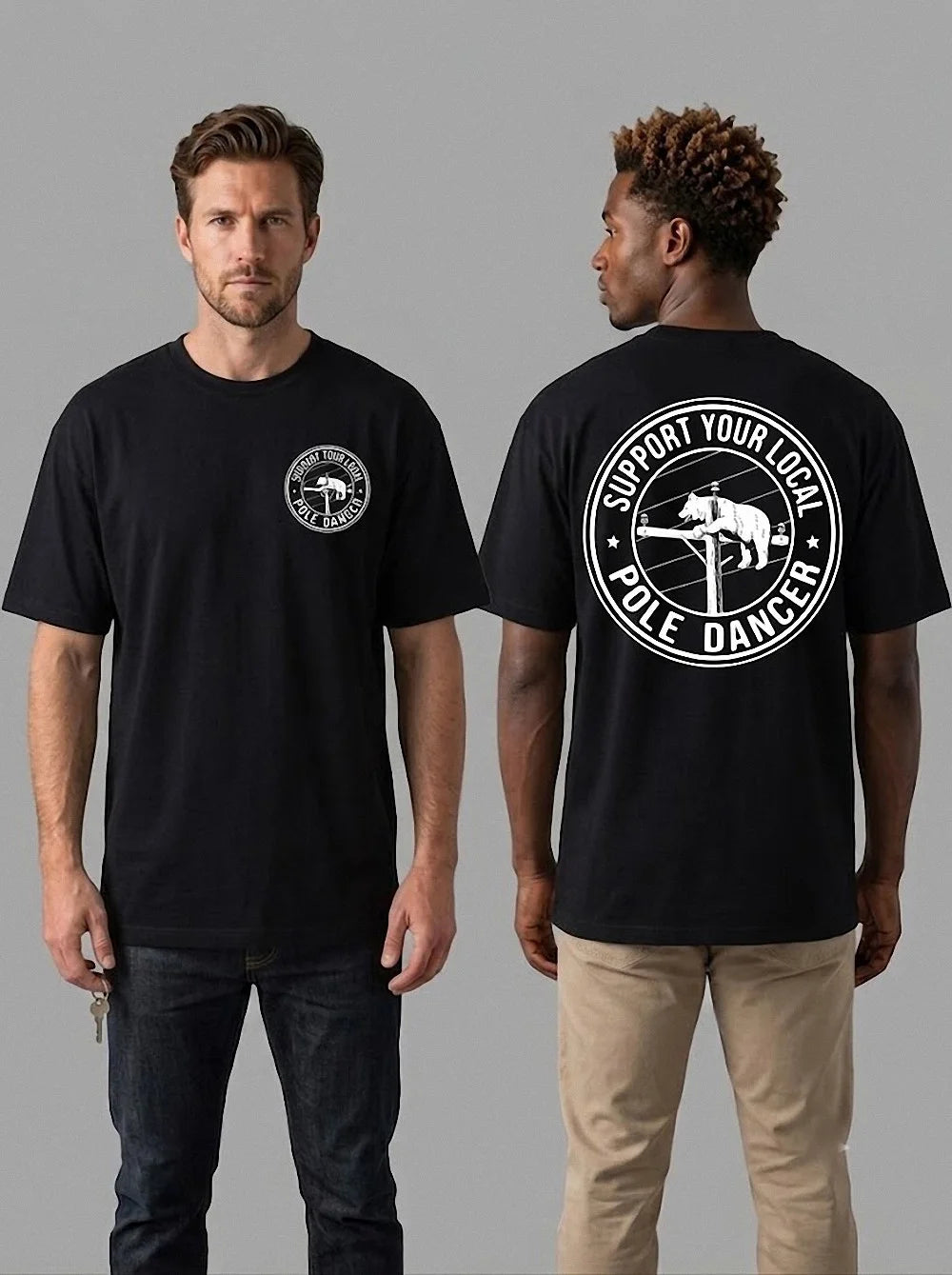 Support Your Local Pole Dancer T-Shirt Funny Bear Utility Lineman Shirt