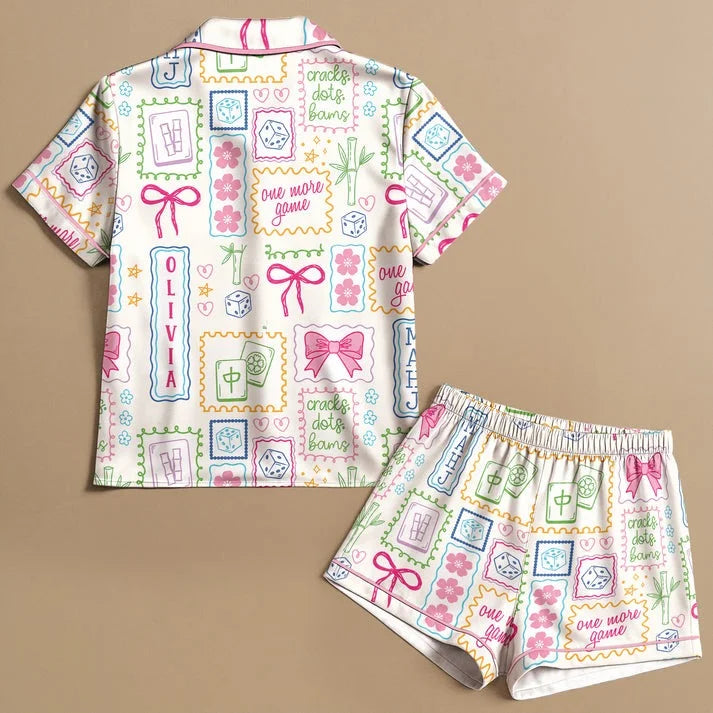 Mahjong One More Game Personalized Pajama Set for Women
