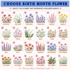 Personalized Birth Month Flower Tote Bag Custom Name Floral Canvas Gift