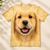 Golden Retriever Puppy Face All Over Print T-Shirt for Dog Lovers