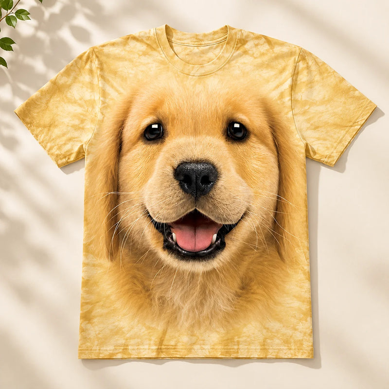 Golden Retriever Puppy Face All Over Print T-Shirt for Dog Lovers