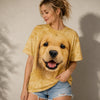 Golden Retriever Puppy Face All Over Print T-Shirt for Dog Lovers