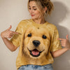 Golden Retriever Puppy Face All Over Print T-Shirt for Dog Lovers