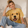 Golden Retriever Puppy Face All Over Print T-Shirt for Dog Lovers