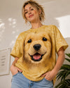 Golden Retriever Puppy Face All Over Print T-Shirt for Dog Lovers