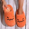 Orange Jack O Lantern Fuzzy Slippers Cozy Halloween Pumpkin House Shoes