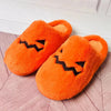 Orange Jack O Lantern Fuzzy Slippers Cozy Halloween Pumpkin House Shoes